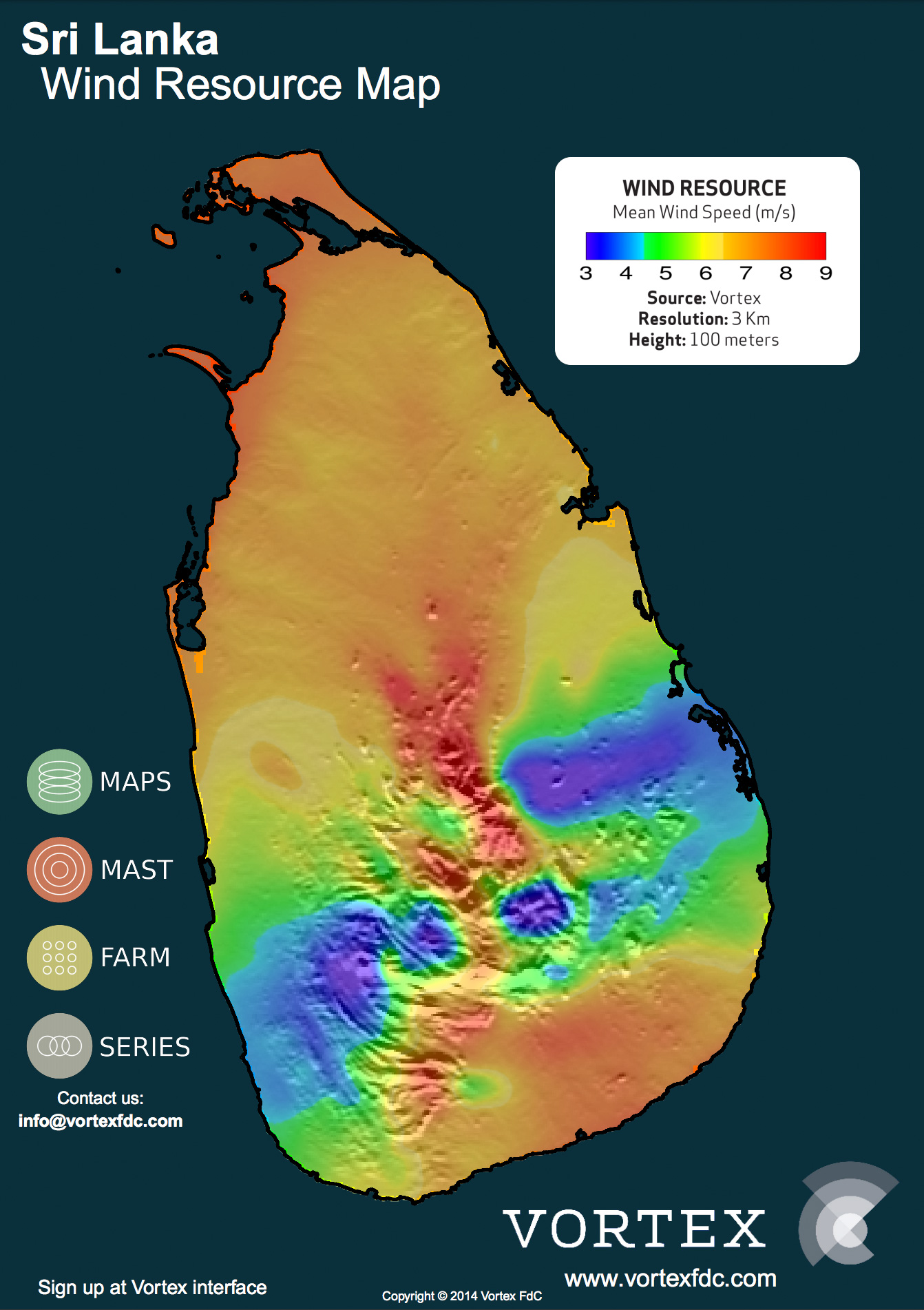 Sri Lanka Height Map Sri Lanka Wind Map - Vortex