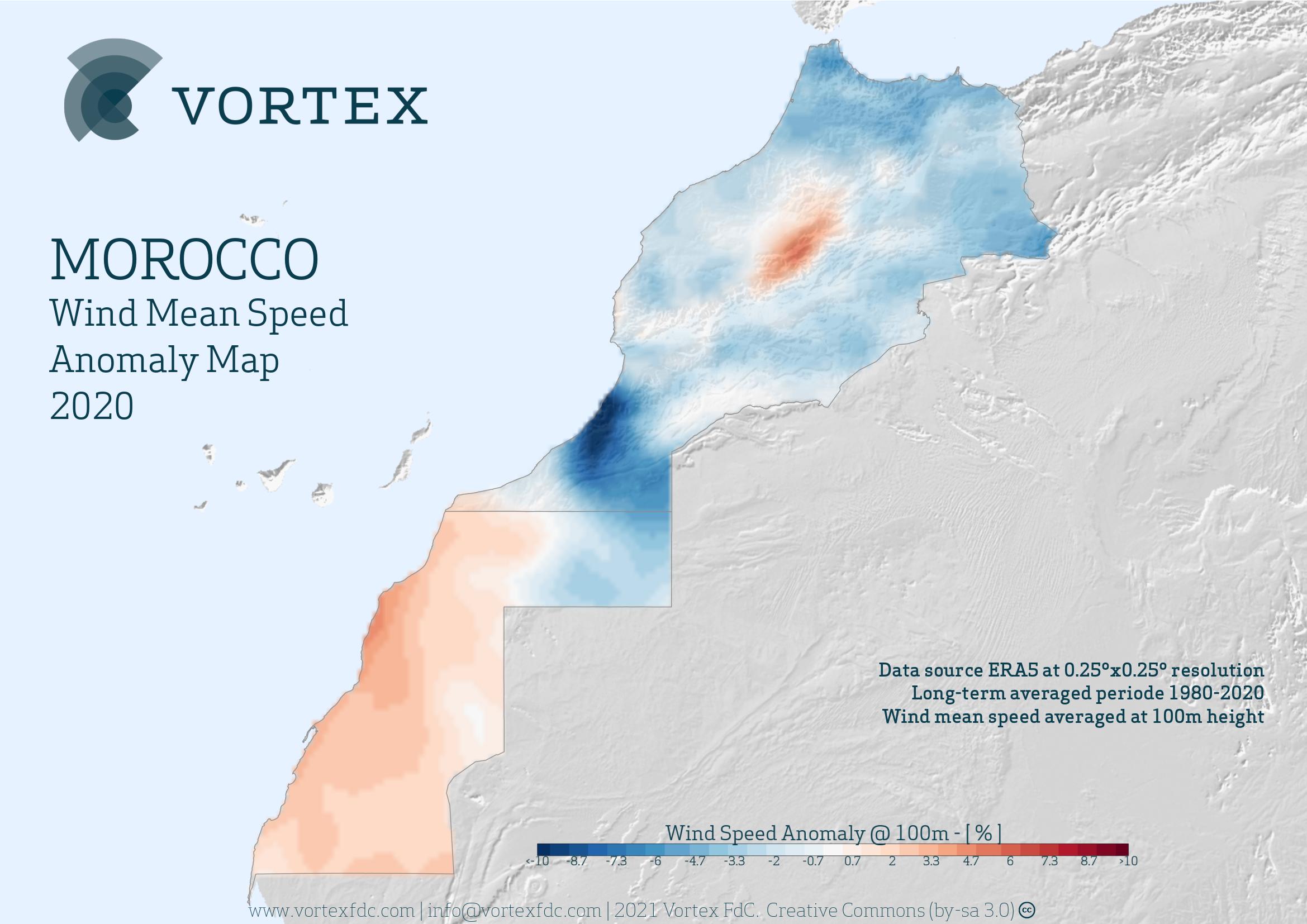 Map Of Morocco 2020 Wind Speed Anomaly Map 2020 Morocco - Vortex